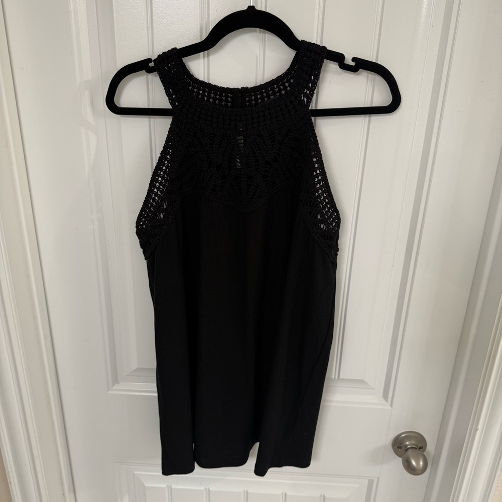 Torrid Black Crochet Yoke Halter Tank Top - Picture 4 of 8